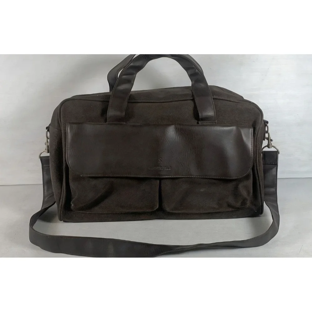 Lagerfeld Vintage Duffle Bag Dark Brown Textured Weekender Travel Bag Unisex